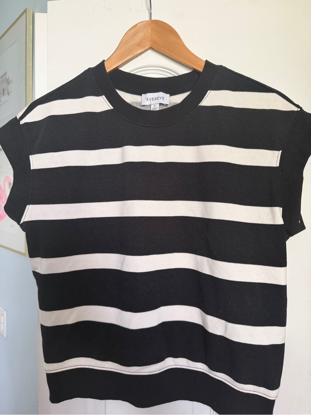 Evereve Kids Black and White Striped Short Sleeve Tee